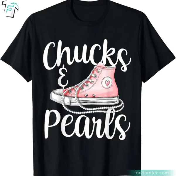 Pink Shoes Chucks and Pearls Funny Kamala Harris 2024 Shirt