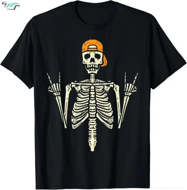 Rocker Skeleton Graphic Tees Funny Cap Skater Cool Halloween Punk Boys Men