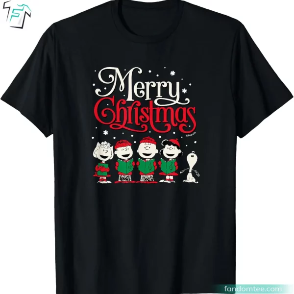 Snoopy Charlie Linus Sally Merry Christmas Choir Funny Peanuts Characters Clothing Shirt