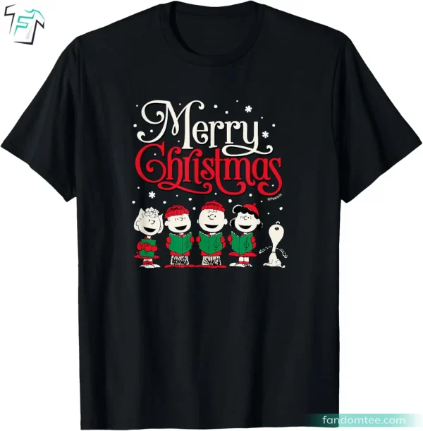 Snoopy Charlie Linus Sally Merry Christmas Choir Funny Peanuts Characters Clothing Shirt