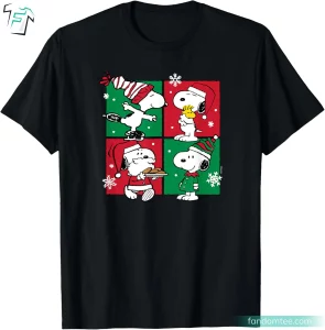 Snoopy Christmas Grid Funny Peanuts Tee Shirts