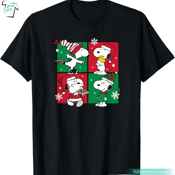 Snoopy Christmas Grid Funny Peanuts Tee Shirts