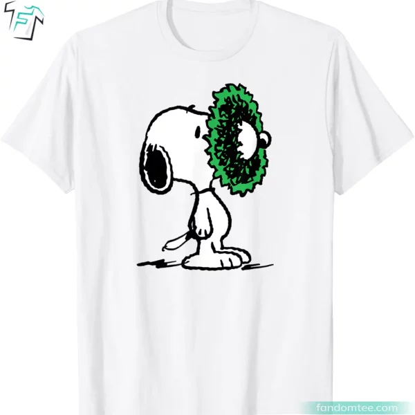 Snoopy Holiday Be Merry Wreath Christmas Peanuts Shirt Womens