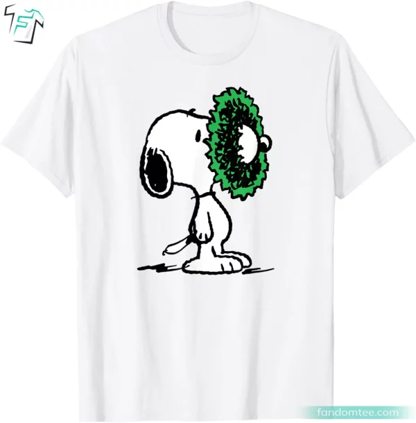 Snoopy Holiday Be Merry Wreath Christmas Peanuts Shirt Womens