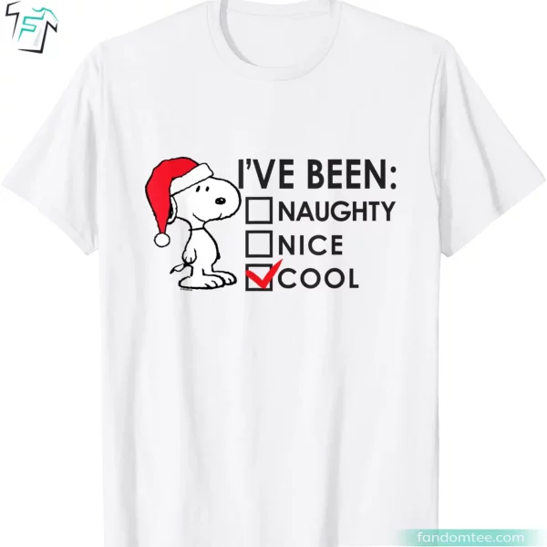 Snoopy Naughty Nice Cool Christmas Funny Peanuts T Shirts For Men