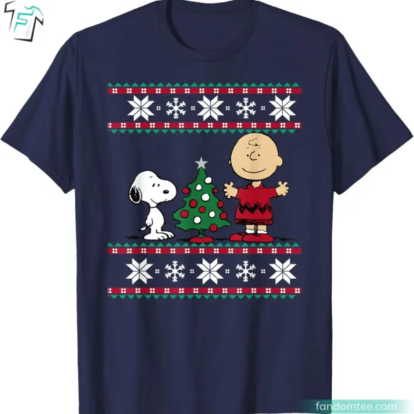 Snoopy and Charlie Brown Christmas Tree Shirt For Peanuts Lovers