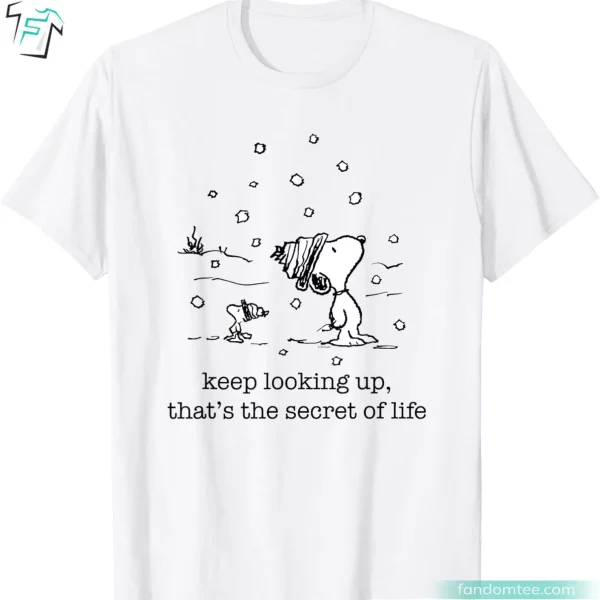 Snoopy and Woodstock Christmas Snowfall Funny Peanuts Tee Shirts For Adults