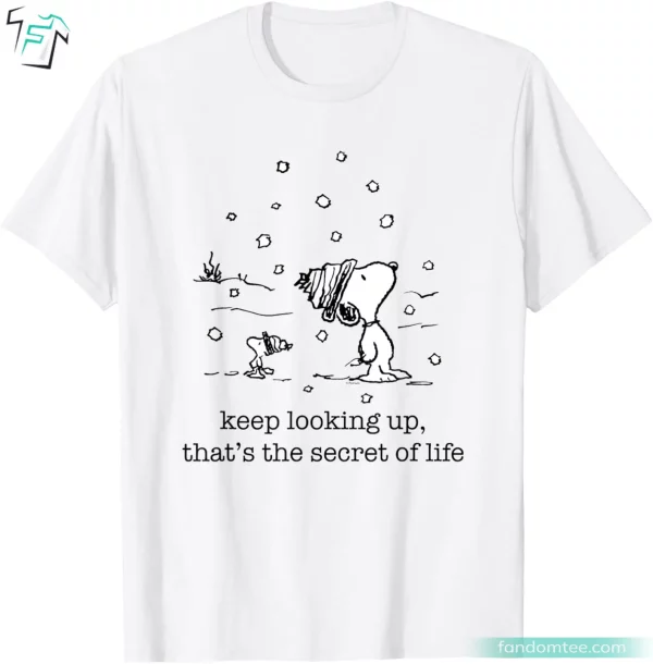 Snoopy and Woodstock Christmas Snowfall Funny Peanuts Tee Shirts For Adults