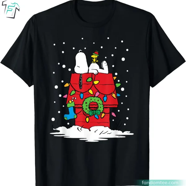 Snoopy and Woodstock T Shirts Funny Christmas Stocking Tee