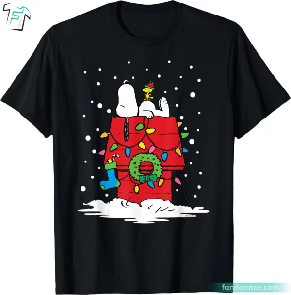 Snoopy and Woodstock T Shirts Funny Christmas Stocking Tee