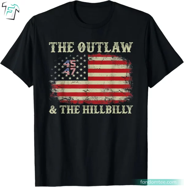 The Outlaw & The Hillbilly America Flag Trump Vance Tee Shirt