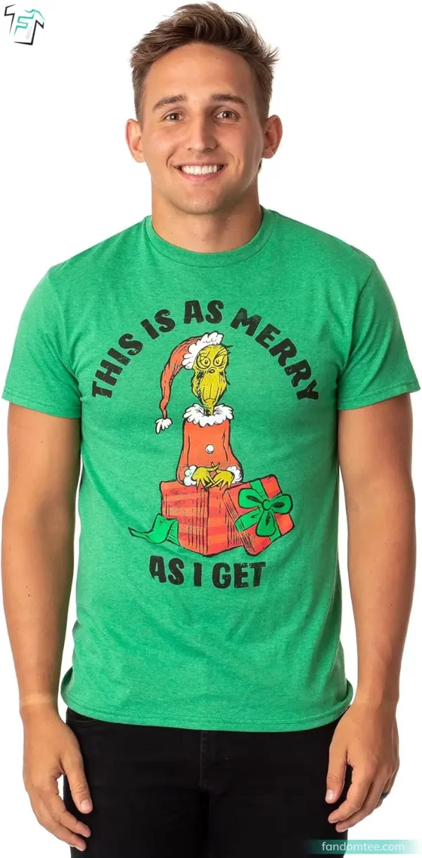 This Is As Merry As I Get Mens Grinch Shirt Funny Christmas Graphic Tee