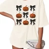 Trendy Halloween Shirt Pumpkin Vintage Bow Coquette Aesthetic Tee 2