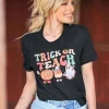 Trick Or Teach Shirt Funny Halloween Teacher Gifts Tee 2