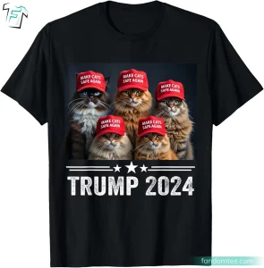 Trump 2024 Make Cats Safe Again Funny Trump Support Shirts