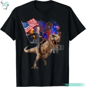 Trump Riding a Dinosaur T rex Donald Trump Funny Shirts For Patriotic