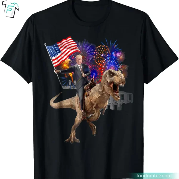 Trump Riding a Dinosaur T-rex Donald Trump Funny Shirts For Patriotic