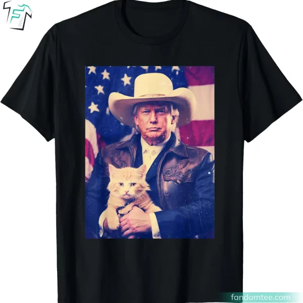 Vintage Cowboy Donald Trump 2024 Funny Retro Trump Cat Shirts