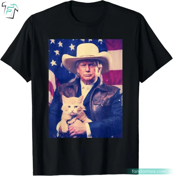 Vintage Cowboy Donald Trump 2024 Funny Retro Trump Cat Shirts