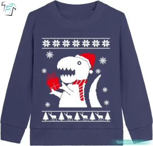 Christmas Dinosaur Sweatshirt Funny Xmas Graphic Tee