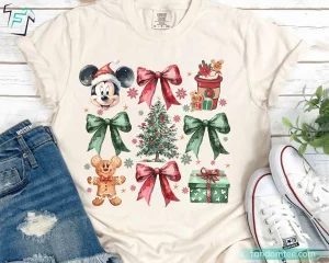 Coquette Bows Gingerbread Christmas Tree Funny Christmas Disney Sweater 2