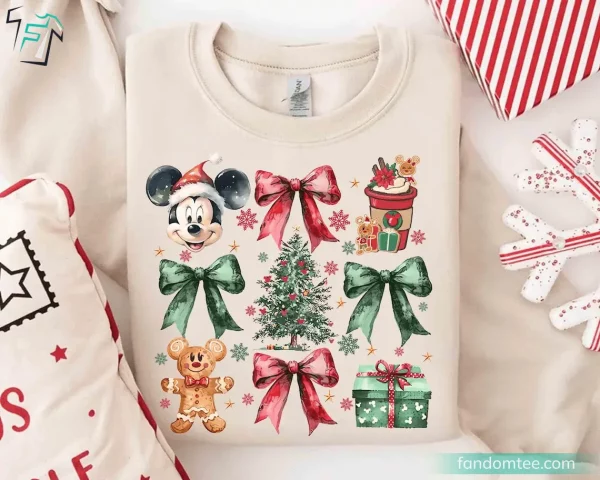 Coquette Bows Gingerbread Christmas Tree Funny Christmas Disney Sweater