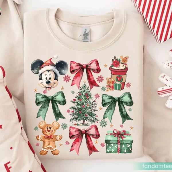 Coquette Bows Gingerbread Christmas Tree Funny Christmas Disney Sweater