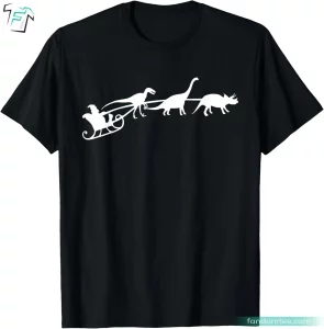 Cute Christmas Santa Sleigh with Dinosaurs Shirts For Family