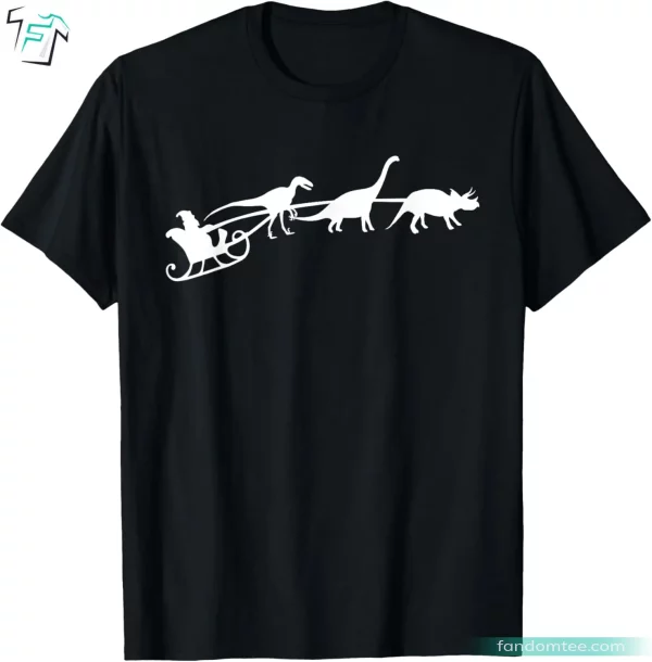 Cute Christmas Santa Sleigh with Dinosaur Shirts For Family