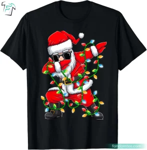 Dabbing Santa Xmas Lights Funny Christmas Santa Shirt