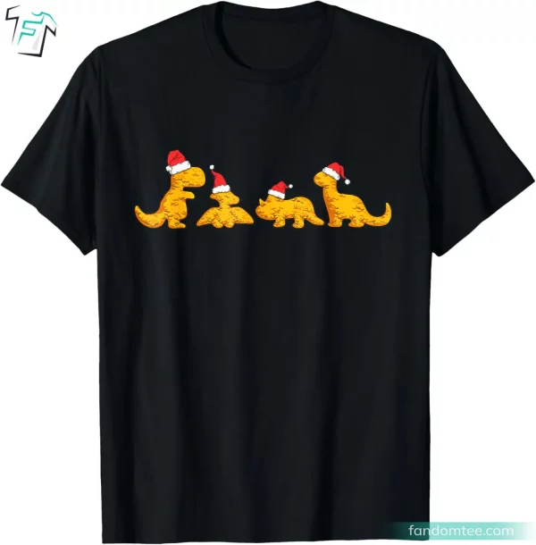 Dino Chicken Nuggets Funny Dinosaur Christmas Shirt