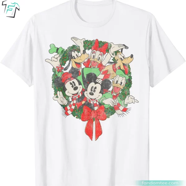 Disney Group Shot Christmas Wreath Funny Christmas Friends Shirt