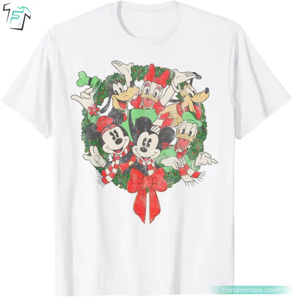 Disney Group Shot Christmas Wreath Funny Christmas Friends Shirt