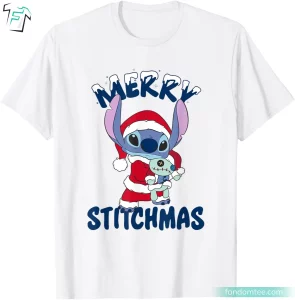 Disney Lilo and Stitch Christmas Shirt Funny Merry Stitchmas Portrait Graphic Tee