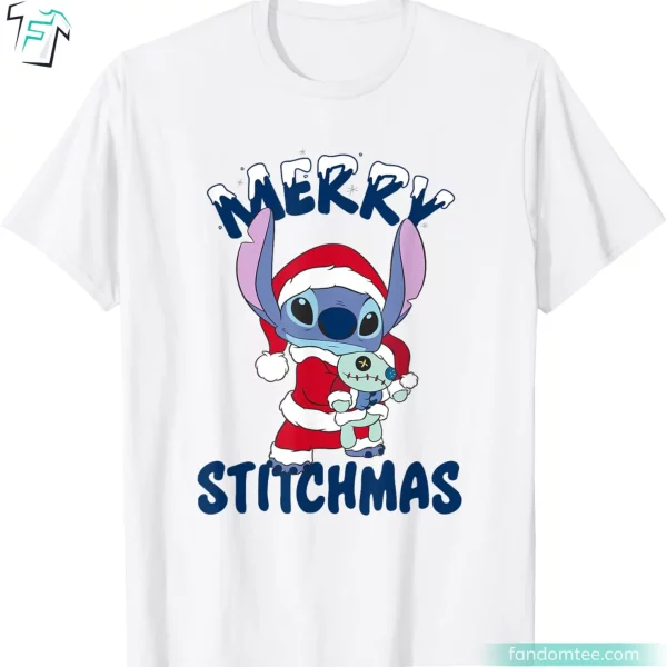 Disney Lilo and Stitch Christmas Shirt Funny Merry Stitchmas Portrait Graphic Tee