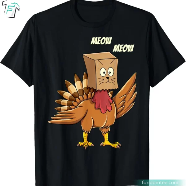 Funny Cat Meow Thanksgiving Turkey Shirt