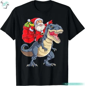 Funny T rex Xmas Santa Men's Dinosaur T Shirt