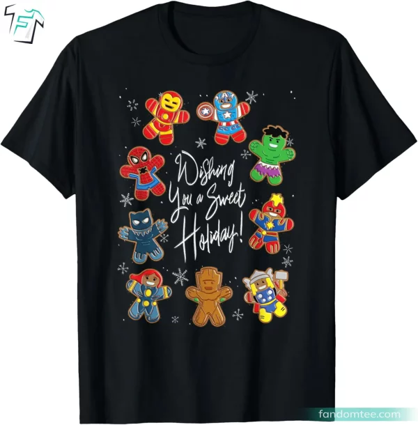 Gingerbread Wishing Sweet Holiday Funny Avengers Christmas Shirt