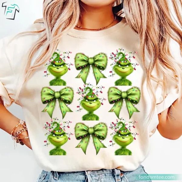 Green Grinch Sweater Funny Christmas Movie Character Graphic Tee