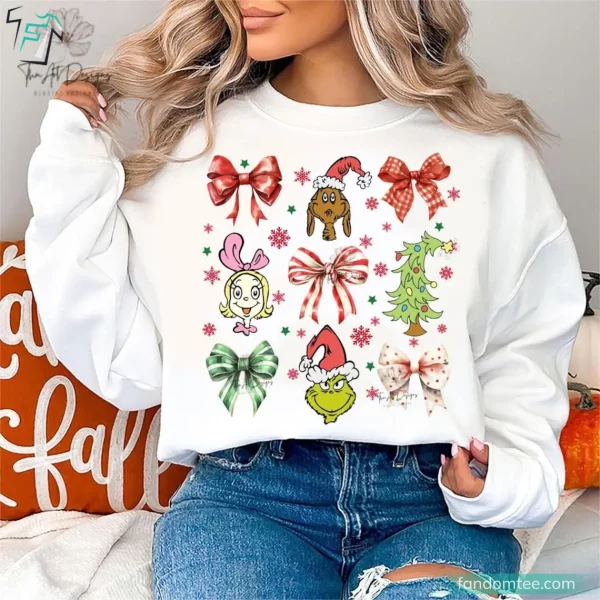 Grinmas Coquette Bow Funny Grinch Sweater Christmas Gift For Men Women Boys Girls