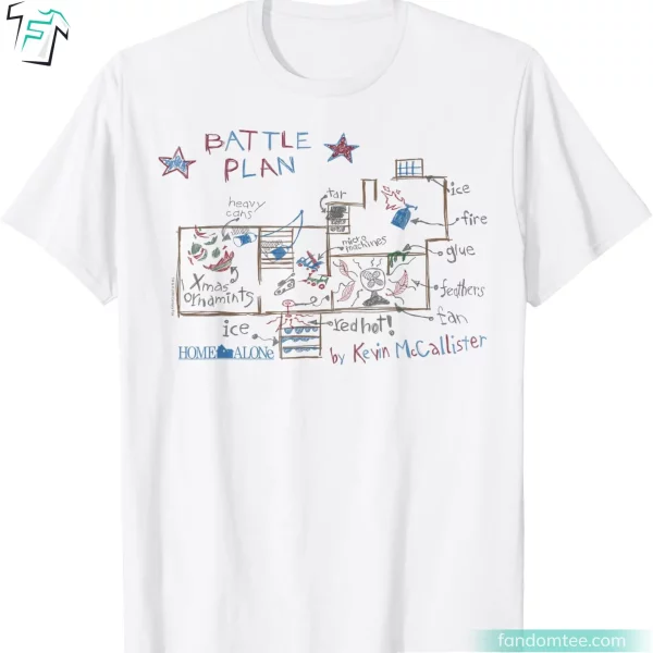 Home Alone Battle Plan Shirt Funny Sketch By Kevin McCallister Graphic Tee