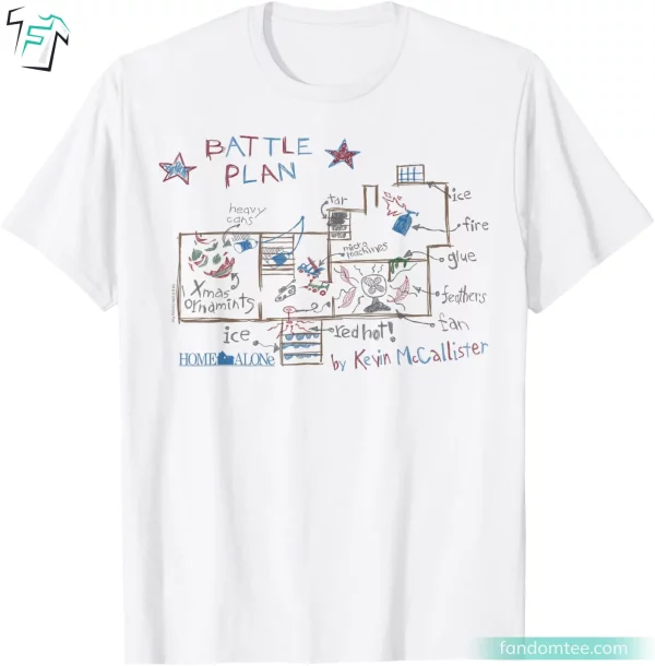 Home Alone Battle Plan Shirt Funny Sketch By Kevin McCallister Graphic Tee