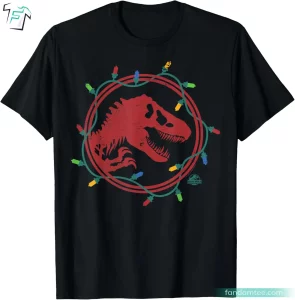 Jurassic World T Rex Christmas Lights Funny Dinosaur Shirts