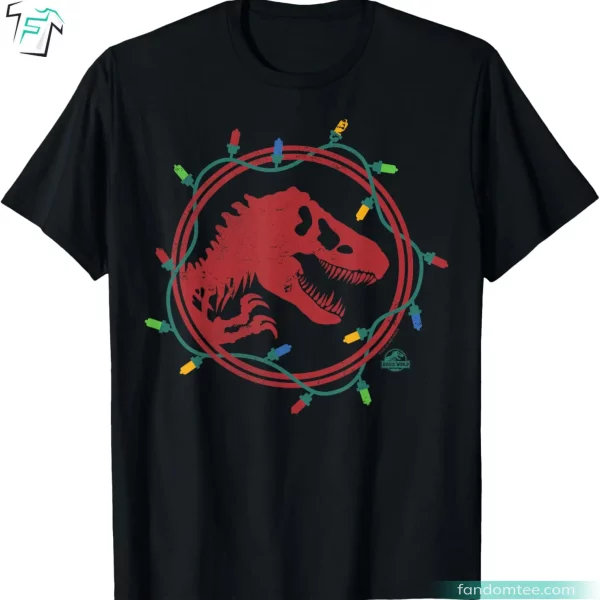 Jurassic World T-Rex Christmas Lights Funny Dinosaur Shirts