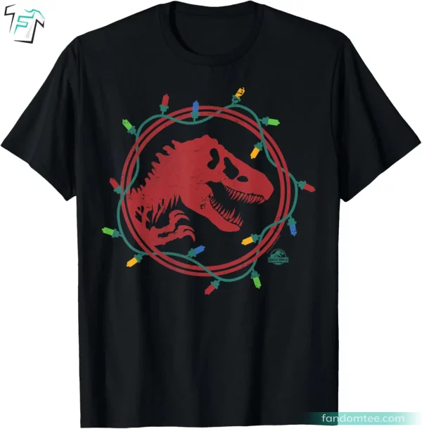 Jurassic World T-Rex Christmas Lights Funny Dinosaur Shirts