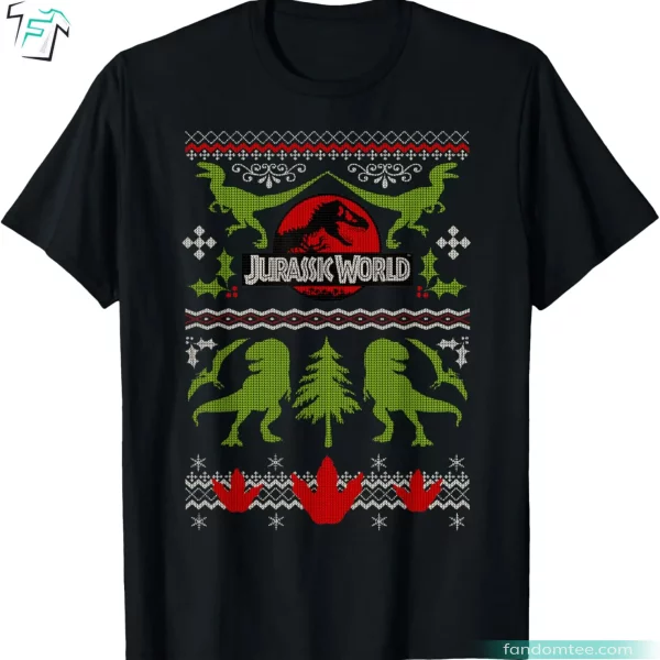 Jurassic World Xmas Ugly Sweater Funny Dinosaur Tee Shirt