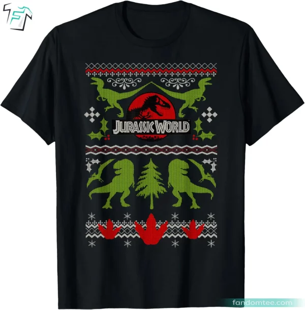 Jurassic World Xmas Ugly Sweater Funny Dinosaur Tee Shirt