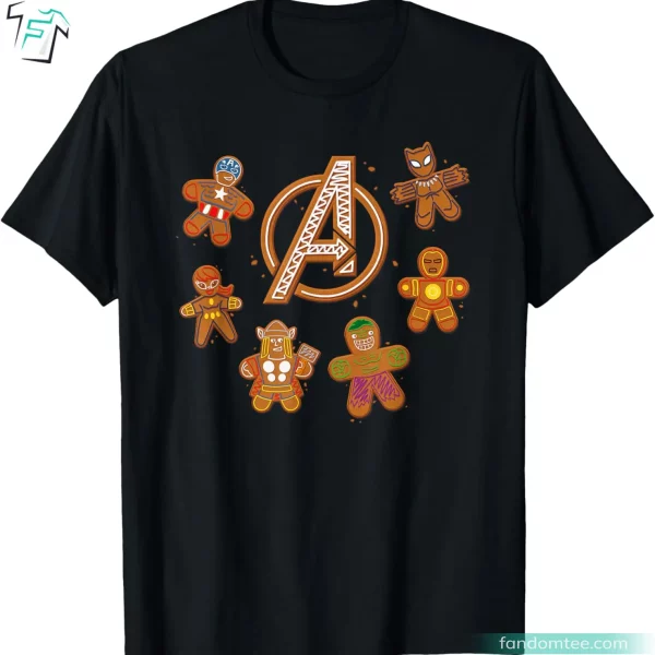 Marvel Gingerbread Cookies Holiday Funny Christmas Avengers T-Shirt