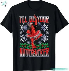 Marvel Nutcracker Ballerina Santa Deadpool Christmas T Shirt