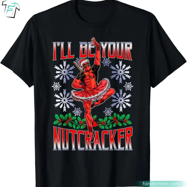 Marvel Nutcracker Ballerina Santa Deadpool Christmas T-Shirt